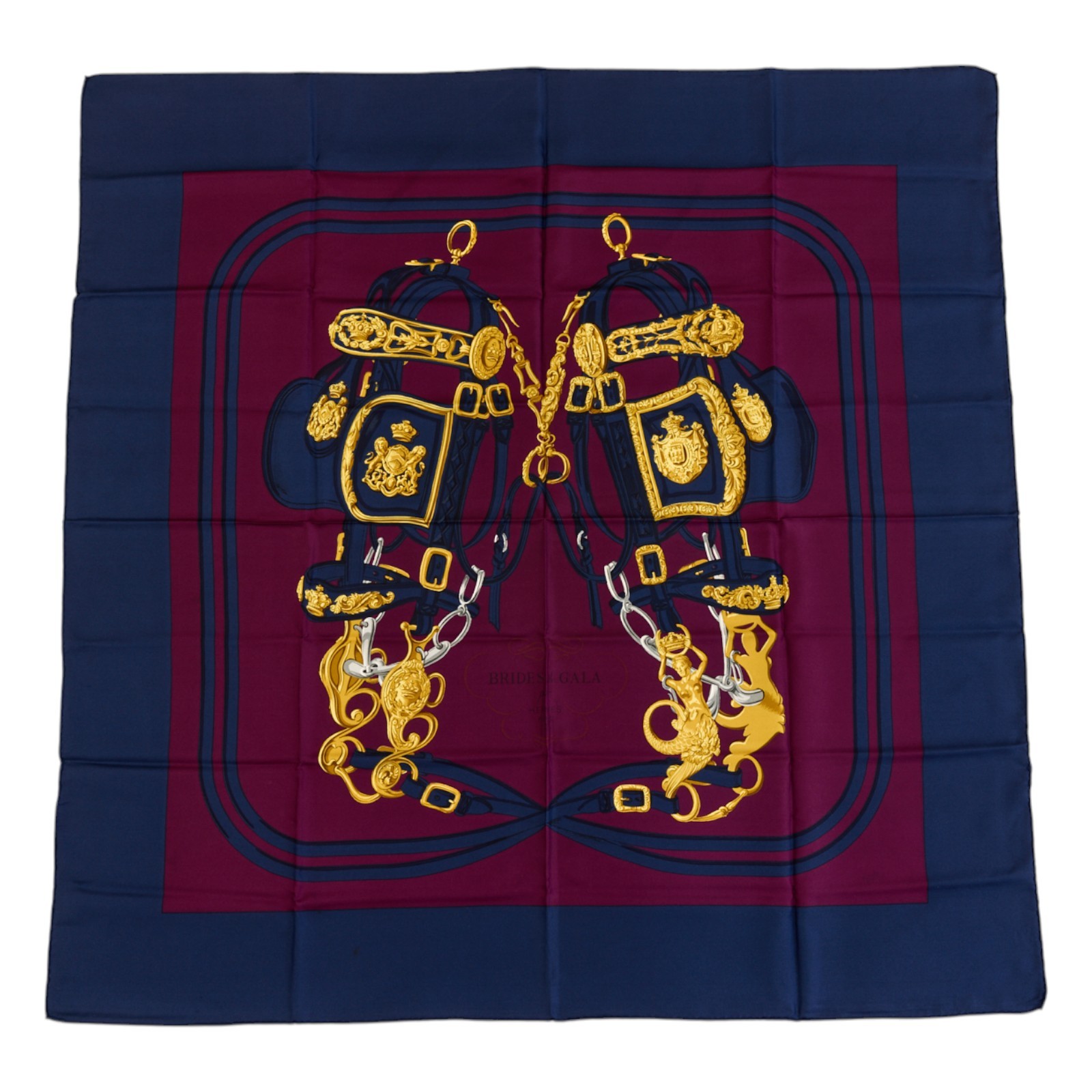 Hermes Brides de Gala 90cm Blue Silk Scarf Carre