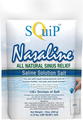 #ad New Squip nasaline saline solution salt Sinus Pressure Relief 12 Ounce Pouch $5.99