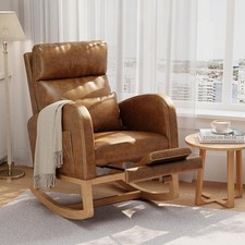 Rocking Chair Nursery Glider Chair W/ Footrest Orange