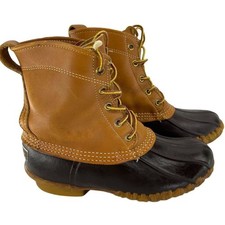 Vintage Original USA Made L.L. Bean Women's Duck Boots Size 6 Brown Ankle Rain
