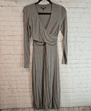 Express gray long sleeve wrap midi dress size XS NWT  T-shirt Dress Lined