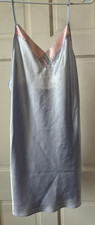 Val Mode Size M Blue Pink Sheer Trim Lingerie 34" Chemise Women Made in USA