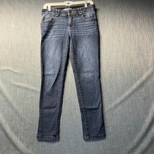 DEMOCRACY Women's Jeans Size 2 Blue Dark Wash Ab solution Skinny Ankle Zip Denim