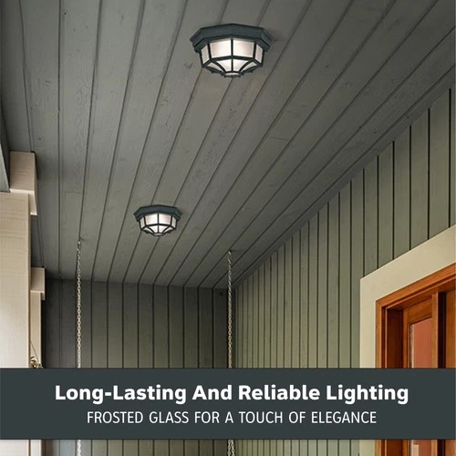 Designers Fountain 2067-BK Builder Cast Outdoor Flush Mount Ceiling Light, 1... - Picture 6 of 6