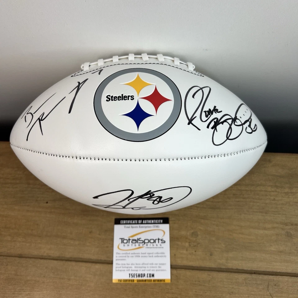Fútbol americano autografiado firmado por Roethlisberger Hines Ward Jerome Bettis certificado de autenticidad Steelers Foto 2 de 4