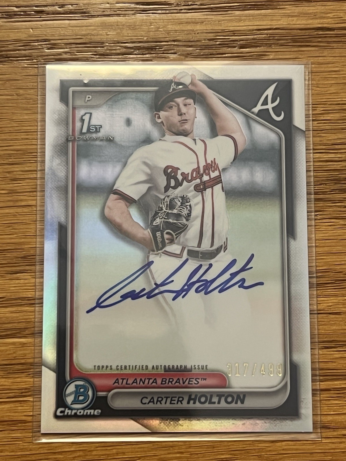 2024 Bowman Chrome Draft Carter Holton 1st Auto Refractor /499 Braves CPA-CH