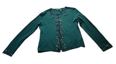 Classiques Entier Sweater Women's Green Silk/Cashmere Jeweled neckline - Medium