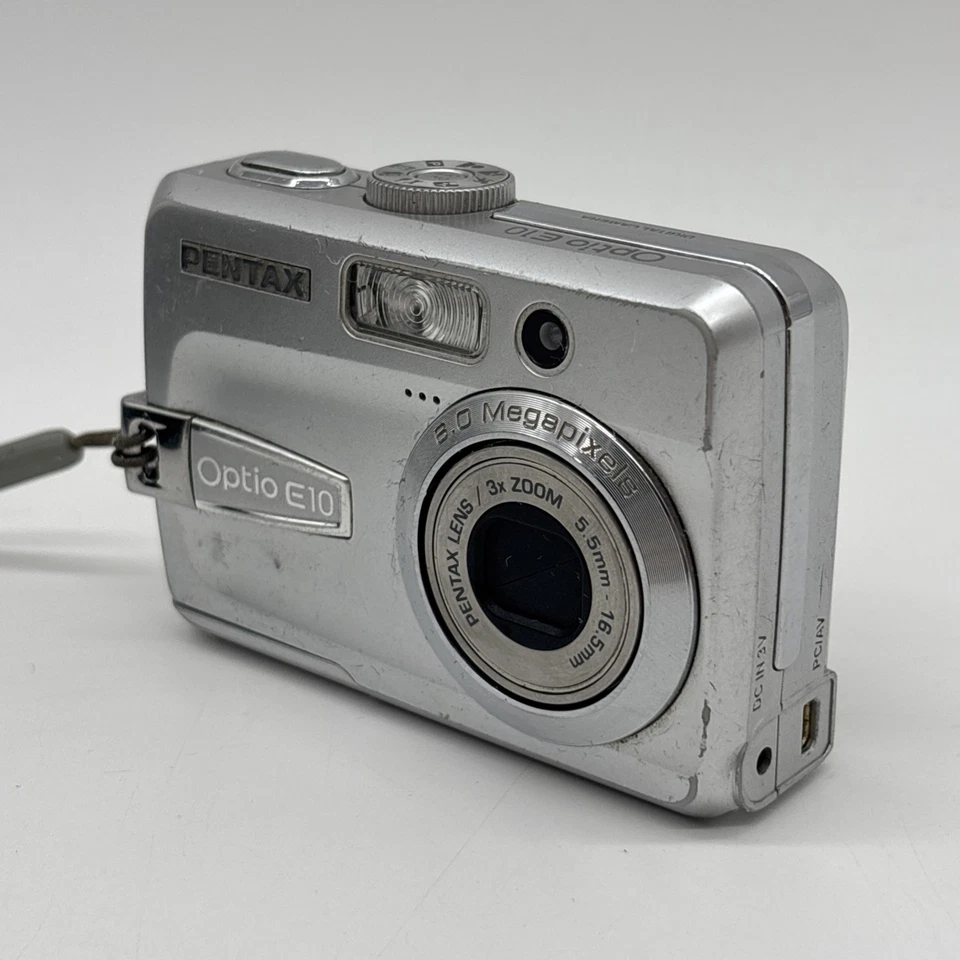 Pentax Optio E10 6.0MP Digital Camera w/ Case - Silver Parts/Repair READ - Image 4 of 4