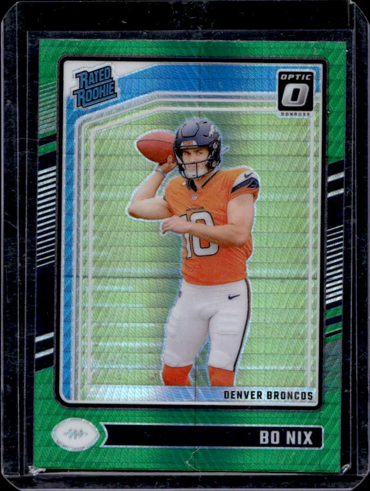 2024 Donruss Optic Bo Nix Green Hyper Rated Rookie #209 Broncos