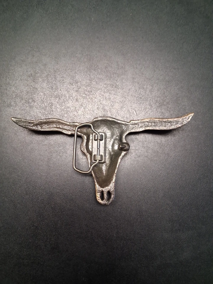 Texas Longhorn 7" Solid Brass Belt Buckle Bull Steer Cow Skull - Image 2 of 4
