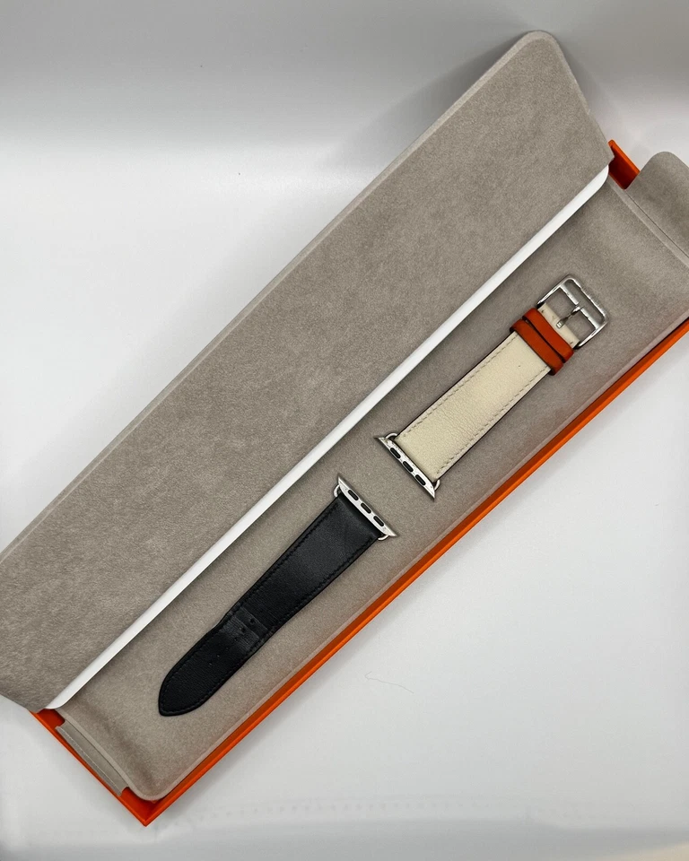 apple watch series 4 44mm hermes both leather and orange rubber bands - Image 3 of 4