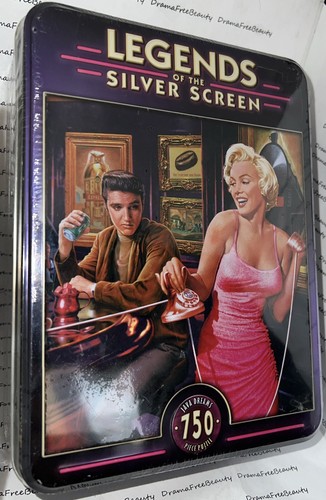 Legends Of Silver Screen Puzzle Tin Java Dreams Elvis & Marilyn Monroe BN Sealed - Picture 4 of 14