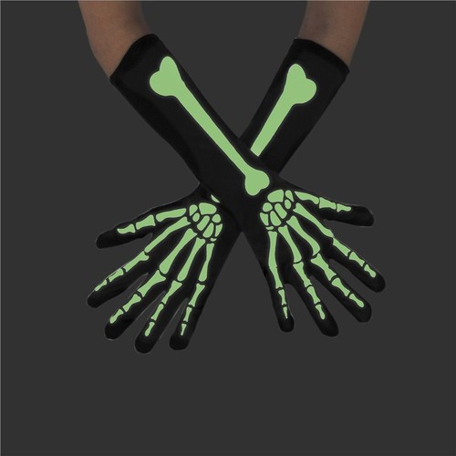 Halloween Luminous Set Skeleton Gloves Long Socks Fluorescent Costume Party Prop - Picture 7 of 14