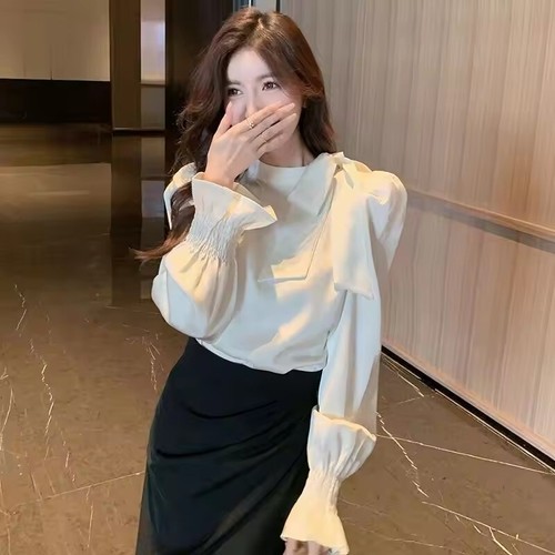 2025 Spring Autumn New All-match Blouse Bow Women Clothing Shirts Top Tee - Picture 2 of 16
