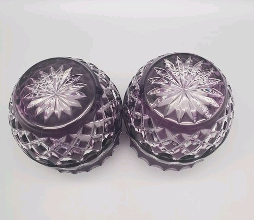 Amethyst Purple Cut To Clear Votive Candle Holder 3" Set Of 2 See - Picture 4 of 6