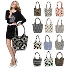 Knitted Shoulder Handbag Tote Bag Woven Bag Geometric Jacquard Shopping Women