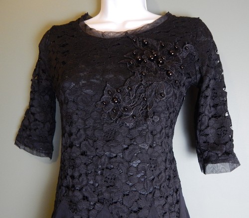 STYLEWE BLACK GUIPURE LACE HALF SLEEVE A-LINE MIDI DRESS NEW WITH TAGS NWT SZ 2 - Bild 2 von 10