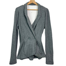 T By Alexander Wang Blazer Small Grey Wrap Open Back Double Breasted Pockets Top