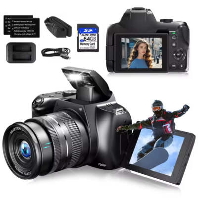 Digitalkamera 4K 72MP 12X Optischer Zoom Fotokamera Kompaktkamera mit 64GB Karte