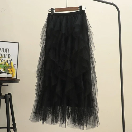 Sommer Damen Tüllrock Elegant Elastische Taille Fee Lang A-Linie Tutu Röcke - Bild 9 von 39
