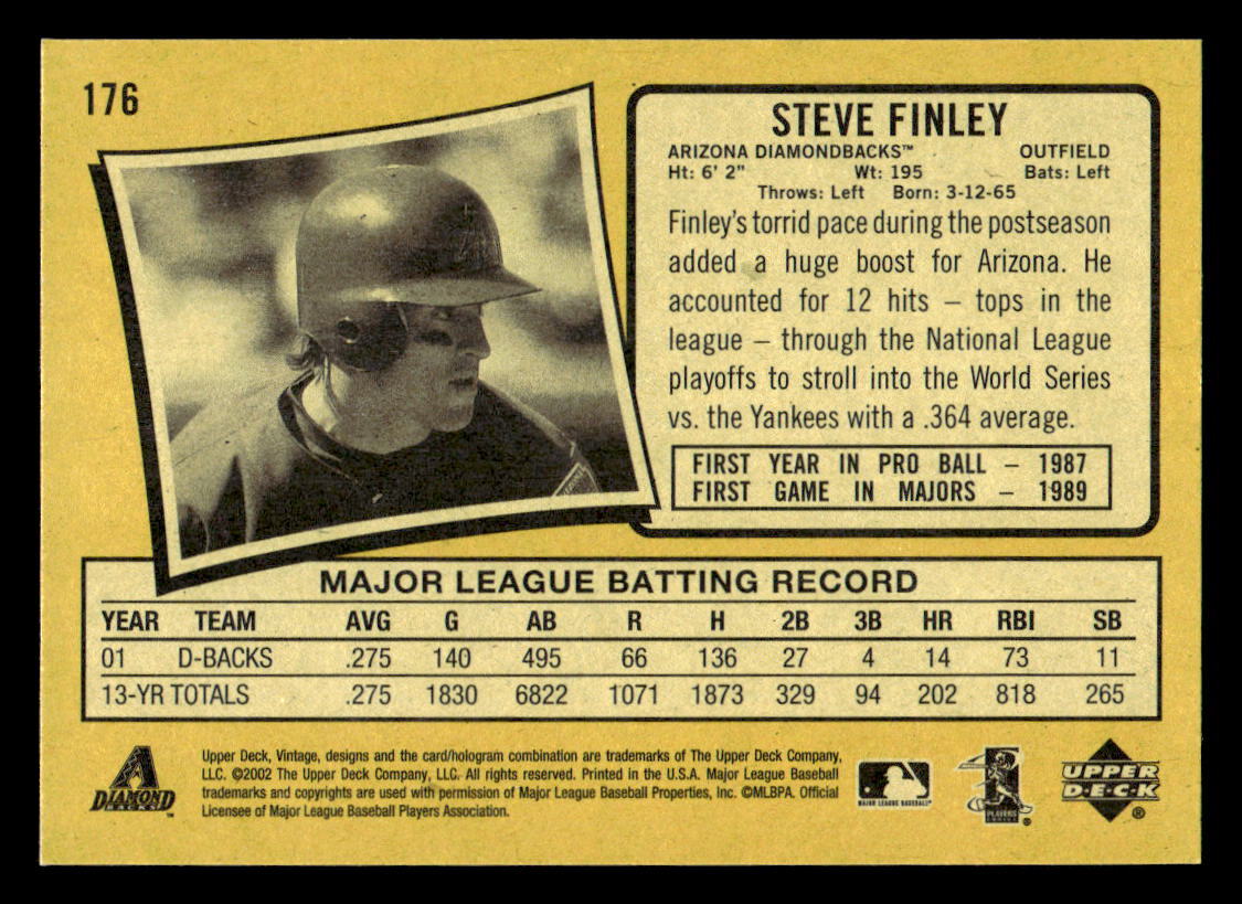 Steve Finley 2002 Upper Deck Vintage #176 Arizona