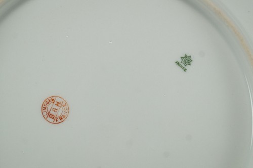 Coiffe Blakemen & Henderson Limoges Peach Floral Bluegreen & Gold 10 1/2 Bowl - Picture 12 of 12