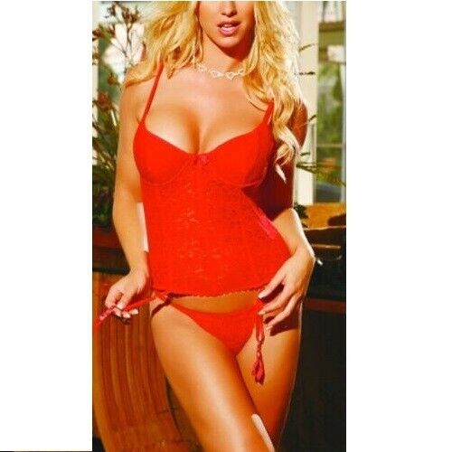 Elegant Moments Boned Underwire Stretch Lace Bustier (4875) Red Size 44 (1-2XL) - Picture 1 of 10