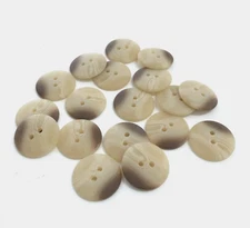 24 Buttons Mottled Swirl Cream Brown Matte Plastic 2-Hole Sew Through 19 mm #WH7