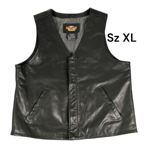 Harley Davidson Black Leather Vest USA Size XL