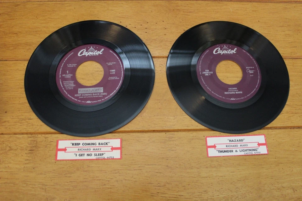 RICHARD MARX LOT OF 2 45 RPM 7" JUKEBOX RECORD + TITLE STRIPS [A7-234] - Image 2 of 4