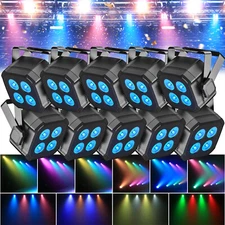 10Pack 80W RGBWYP+CYAN Par Lighting LED Stage Light DMX Party DJ Disco w/Remote