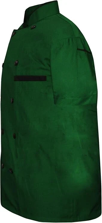 Men Chef Jacket Half Sleeves, 10 attractive Colors With Black Piping, Free Cap - Image 2 of 4