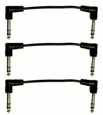 Set of 3 - 5 Inch Stereo TRS Patch Cables for Guitar, Studio, Live Pro Audio