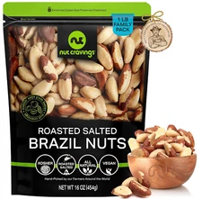 - Brazil Nuts Roasted & Salted - No Shell, Whole (16Oz - 1 LB) Bulk Nuts Packed