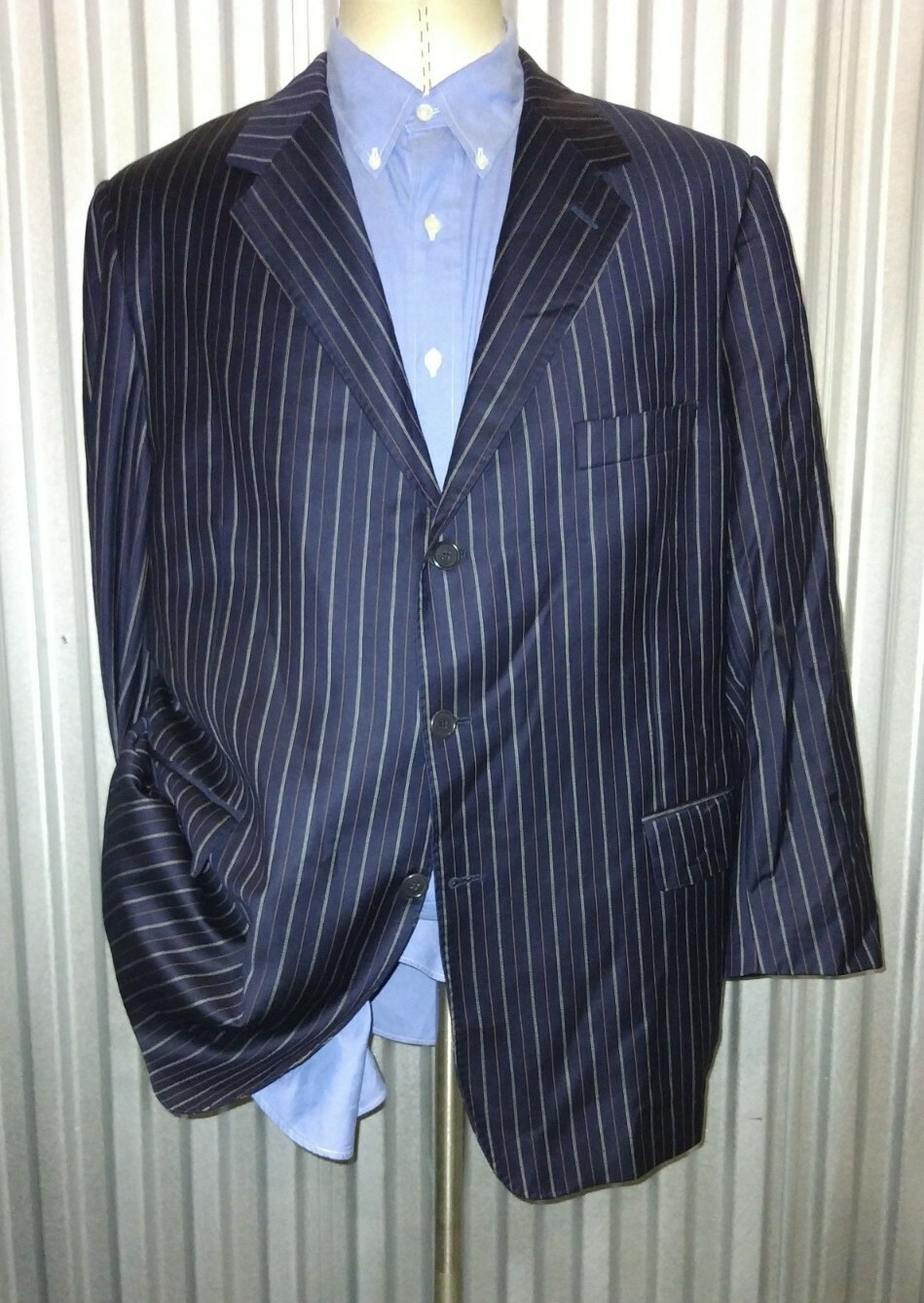 FILA Giacca blazer 46R arancione righe canottaggio club testurizzato LANA CASHMERE blu arancione