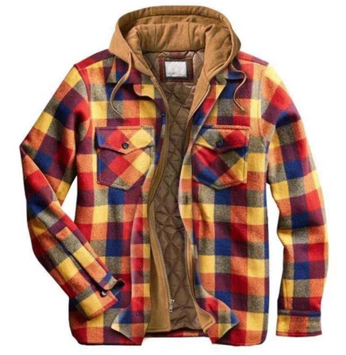 Men Plaid Work Jacket Lumberjack Hooded Flannel Shirt Sherpa Warm Hoodie New - Picture 53 of 76
