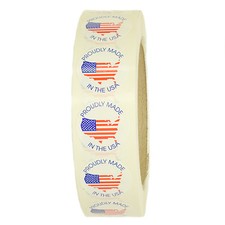 American Flag Map "Proudly Made in the USA" Circle Label - 1" - 1000 ct