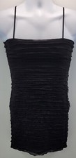 A) Guess Spaghetti Strap Sleeveless Tank Top Black Ruffled Dress Size Small