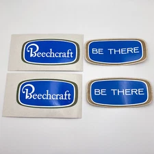 Vintage Beechcraft Aircraft 1970's Decals Original Classic Blue Gold Set Of 2