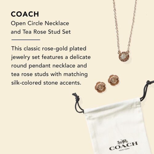 NWT Coach Open Circle Rose Gold Necklace and Tea Rose Stud Earrings Set |  eBay