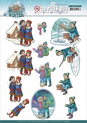 Find It Trading Yvonne Creations Punchout Sheet-Ice Fishing, Nordic Wi - 10 Pack
