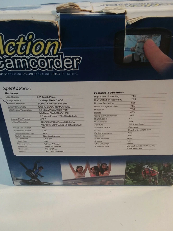 ACTION CAMCORDER UNDERWATER ACTION CAMERA HD 720P 2.0” Touch Panel LCD T01 - Image 2 of 4