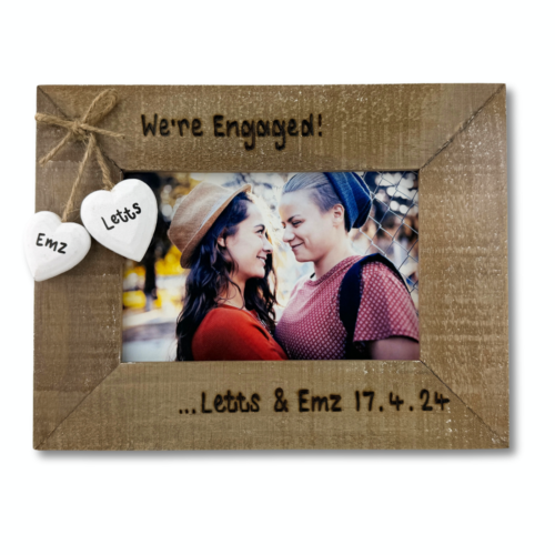 Gay Lesbian Same Sex Engagement Frame | Personalised Driftwood Photo Frame  - Afbeelding 1 van 9
