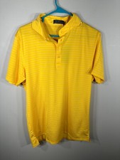 G Fore Club Striped Tech Polo Size Medium Slim Fit Golf Fly Yellow G4MS23K001
