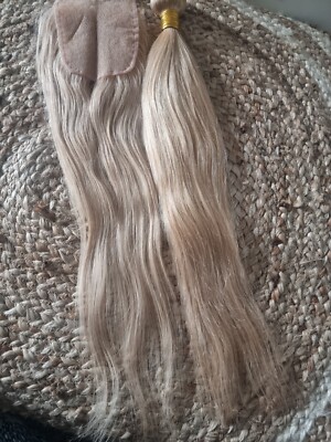 12A RUSSISCHES ECHTHAAR 20 ZOLL + 20 ZOLL 4X4 VERSCHLUSS BLOND 10# 150g SEIDIG GLATT