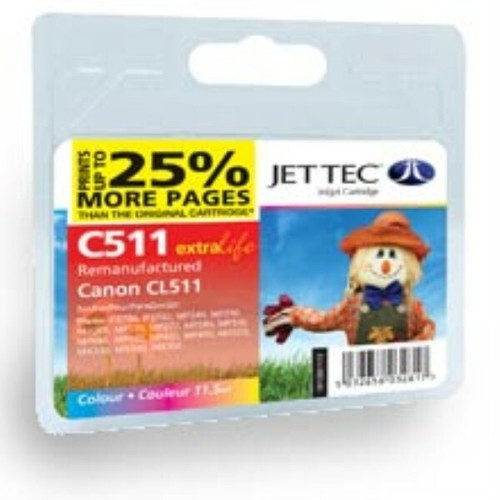 CL-511 Jettec Colour Printer Ink Cartridge C511 CL511 - Afbeelding 1 van 1