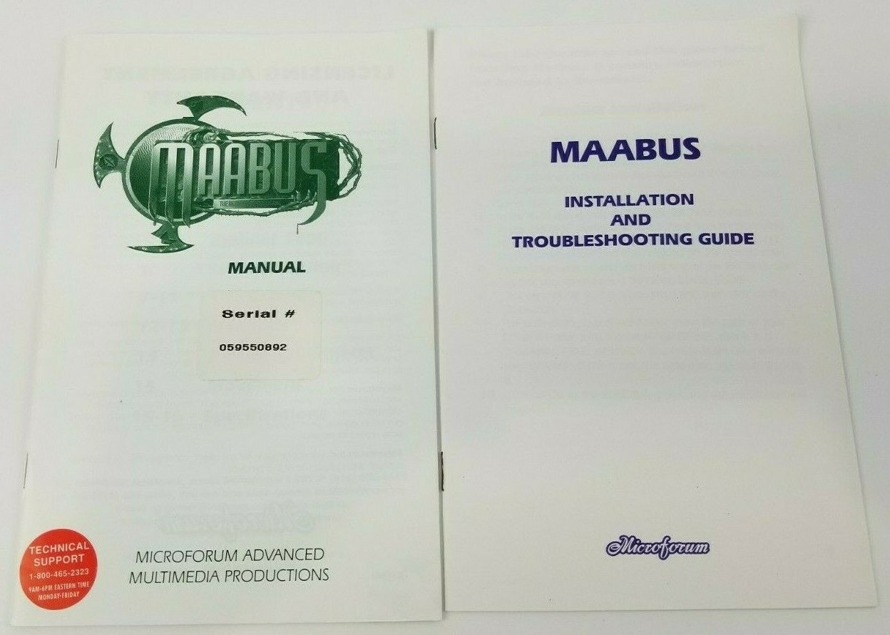 Maabus PC Game 1994 Manual & Installation Troubleshoot Guide Only | eBay