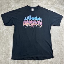 Vtg Jerzees Shirt Mens XL Black New York 90s USA Made Graffiti Sports Minded