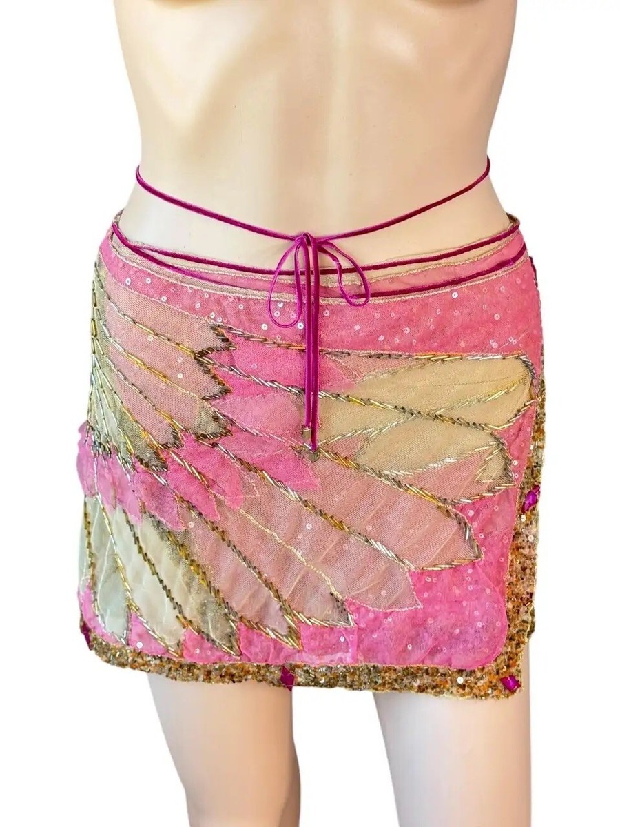 Roberto Cavalli S/S 2000 Embellished Sheer Tulle Mesh Wrap