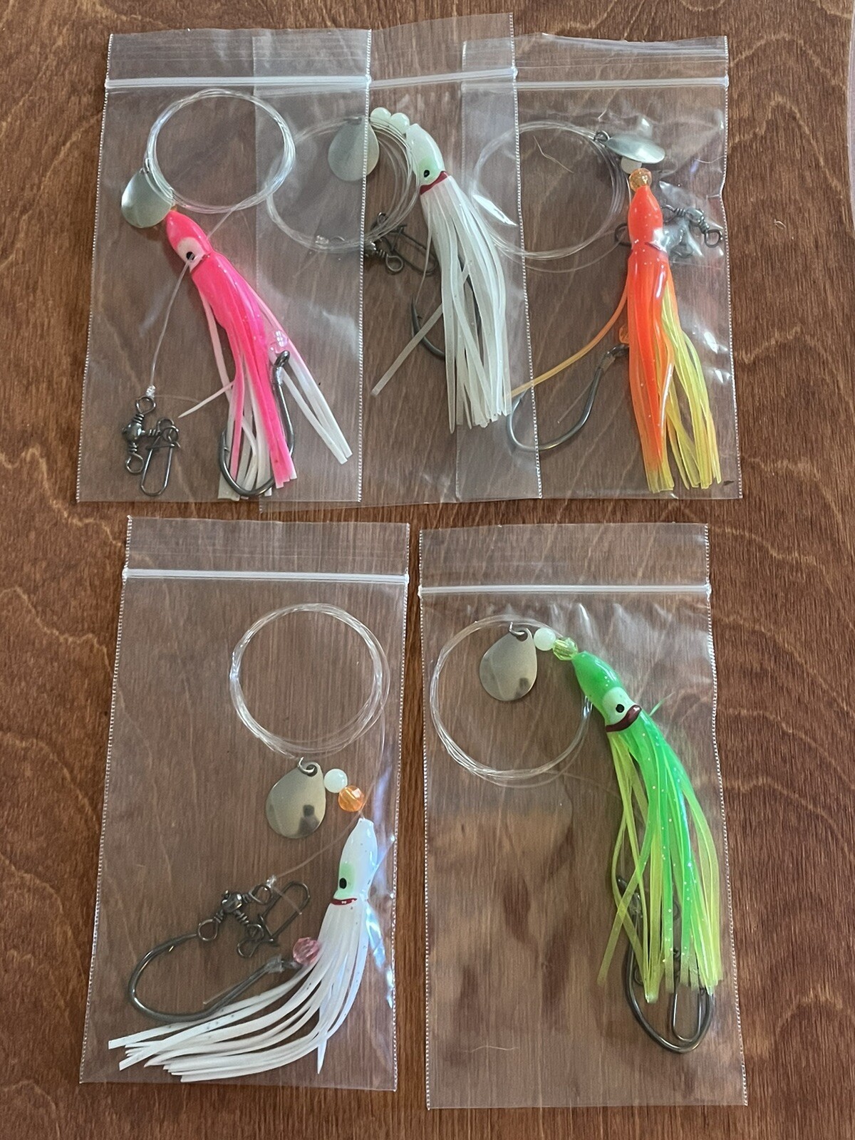 5 PACK Flounder Fluke Fishing Rigs Hoochie Squid FLOUNDER RIGS eBay